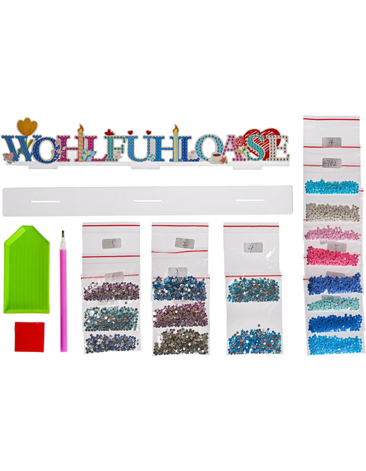 DIY Diamond Painting Dekoschrift "Wohlfühloase"