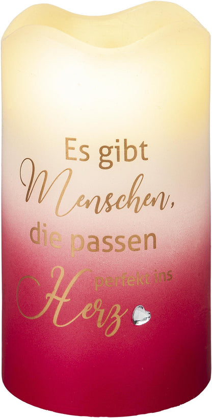 Geschenkset LED-Echtwachskerze "Herz"