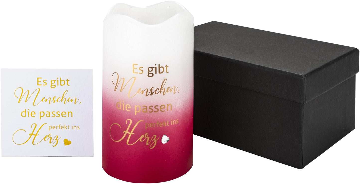 Geschenkset LED-Echtwachskerze "Herz"