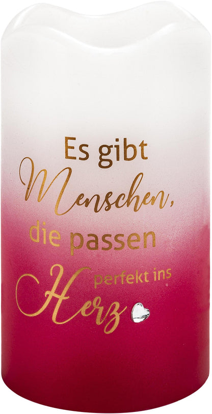 Geschenkset LED-Echtwachskerze "Herz"