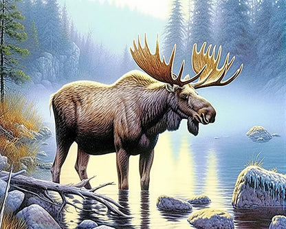 Diamond Painting (Ausführung: Elch) 50 x 40 cm