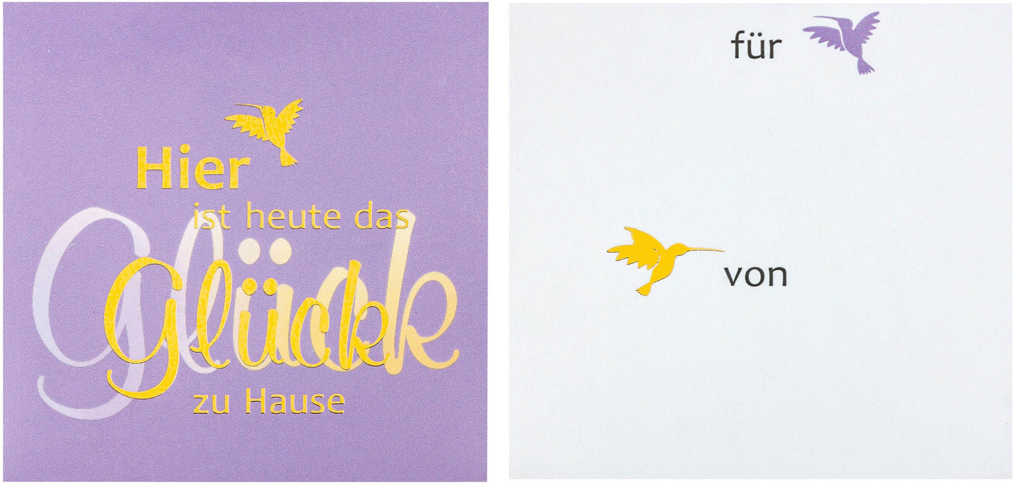 LED-Echtwachskerze "Glück zu Hause" mit Karte