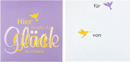 LED-Echtwachskerze "Glück zu Hause" mit Karte