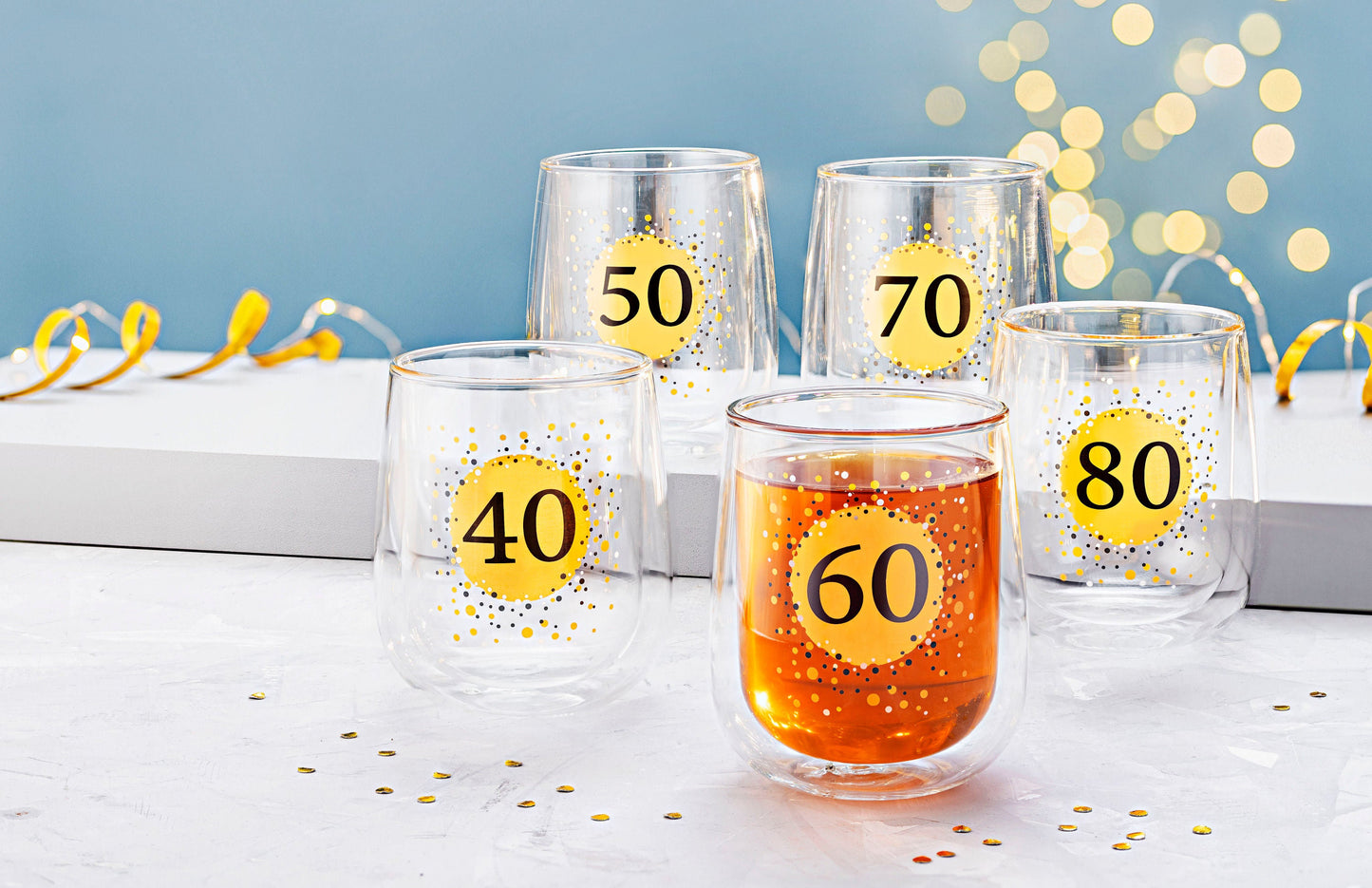 Doppelwandiges Glas (Typ: 60. Geburtstag)