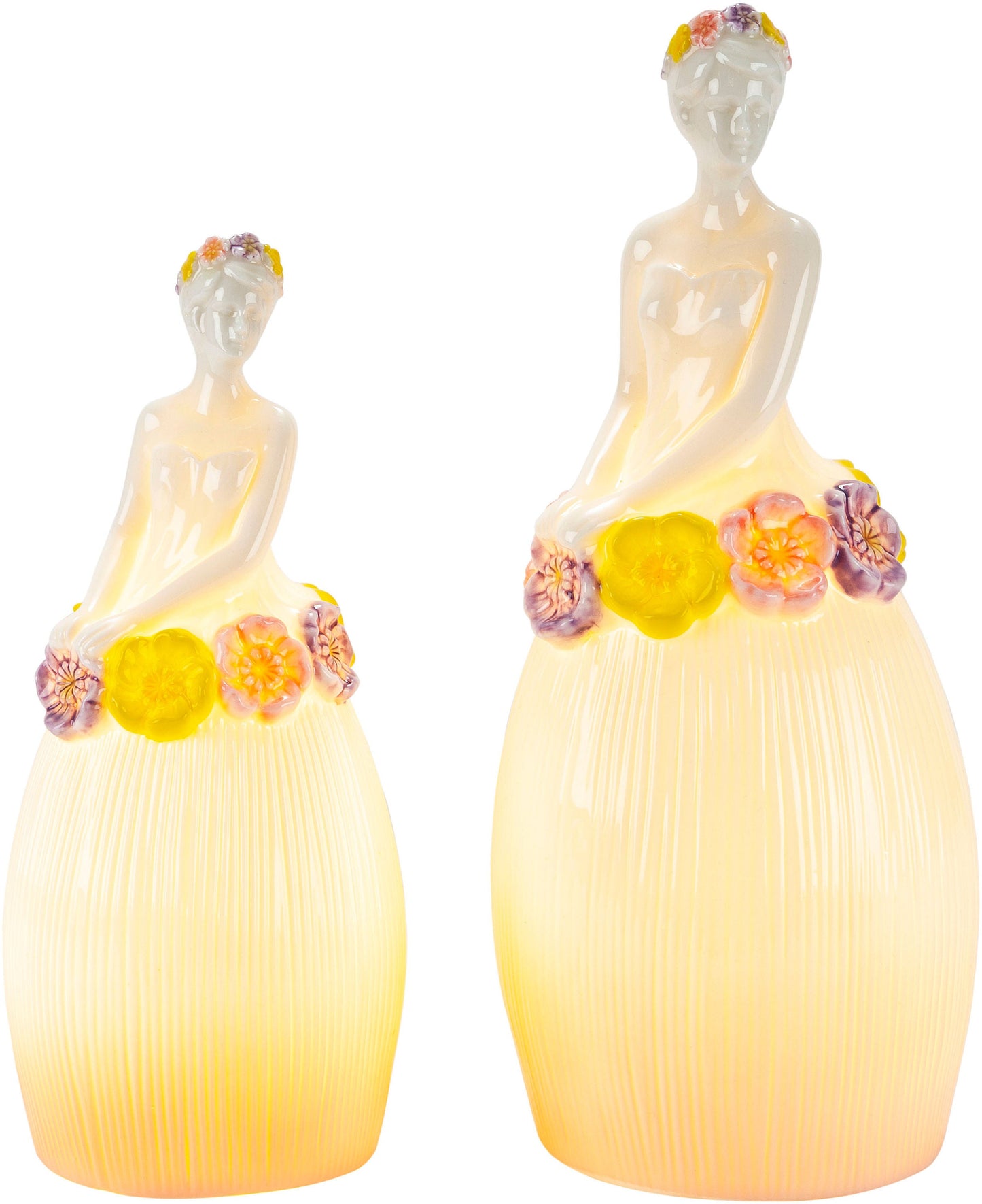 LED-Porzellanfigur "Blütenmädchen" 2er-Set