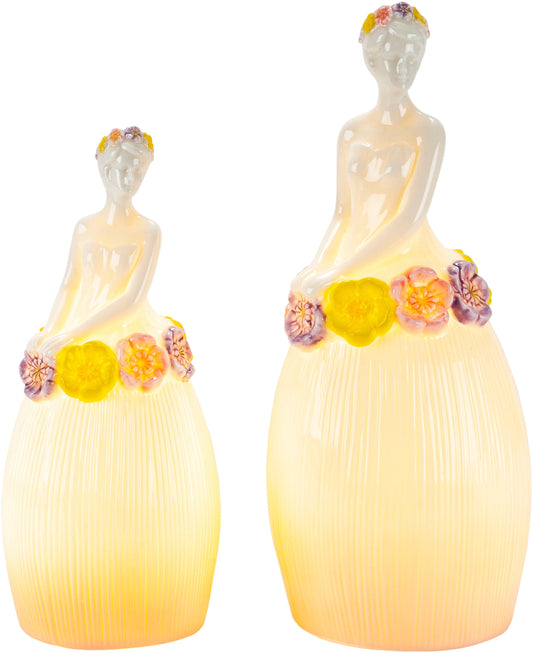 LED-Porzellanfigur "Blütenmädchen" 2er-Set