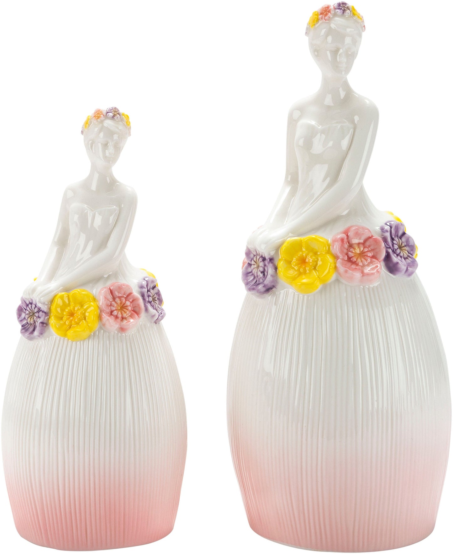 LED-Porzellanfigur "Blütenmädchen" 2er-Set