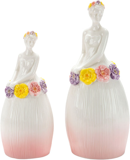 LED-Porzellanfigur "Blütenmädchen" 2er-Set