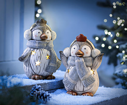 LED-Deko Pinguine "Hitty & Yuki", 30cm, 2er-Set