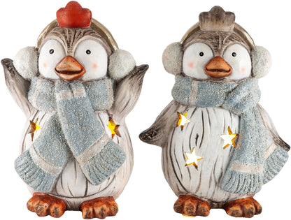 LED-Deko Pinguine "Hitty & Yuki", 30cm, 2er-Set
