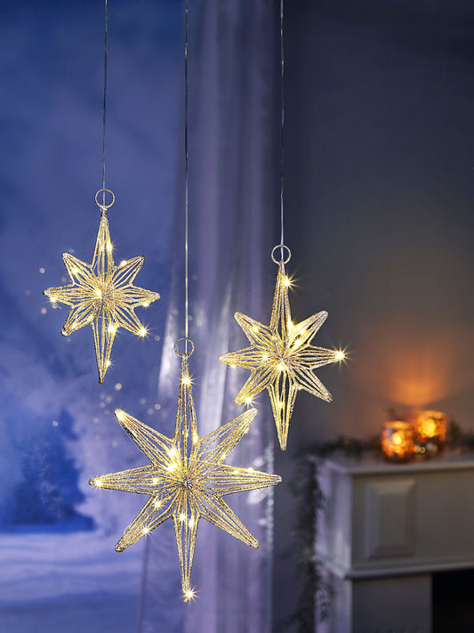 LED-Hängedeko "Polarstern" 3er-Set