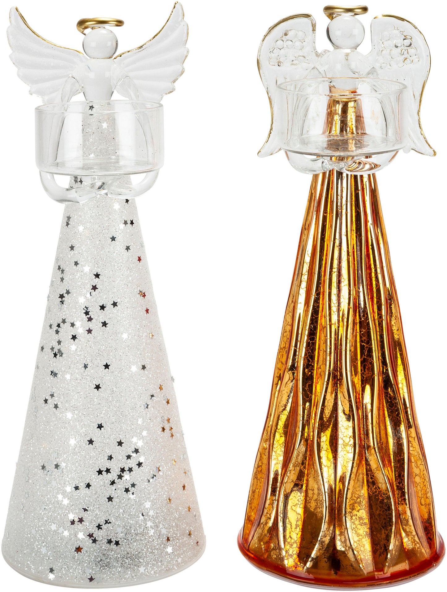 LED-Engel mit Teelichthalter, 2er Set