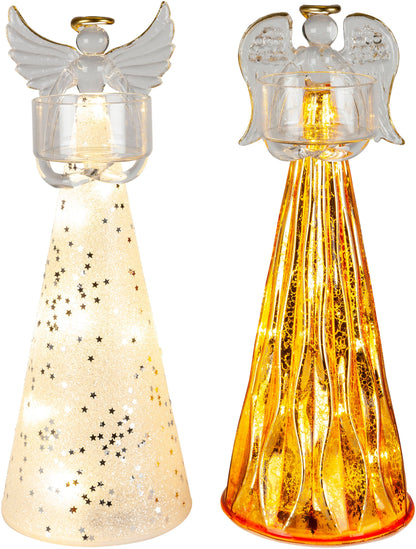 LED-Engel mit Teelichthalter, 2er Set