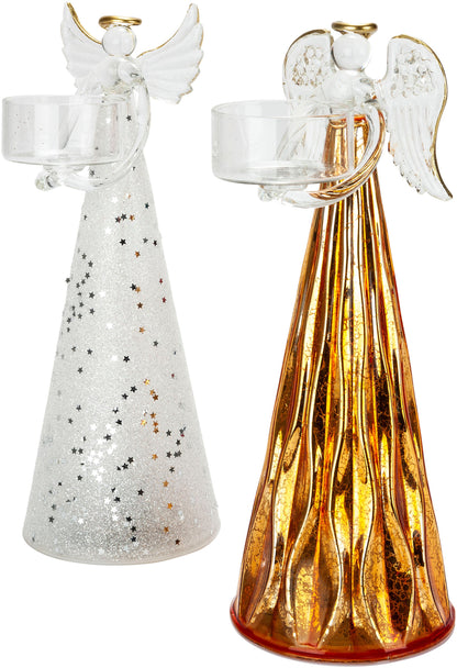 LED-Engel mit Teelichthalter, 2er Set