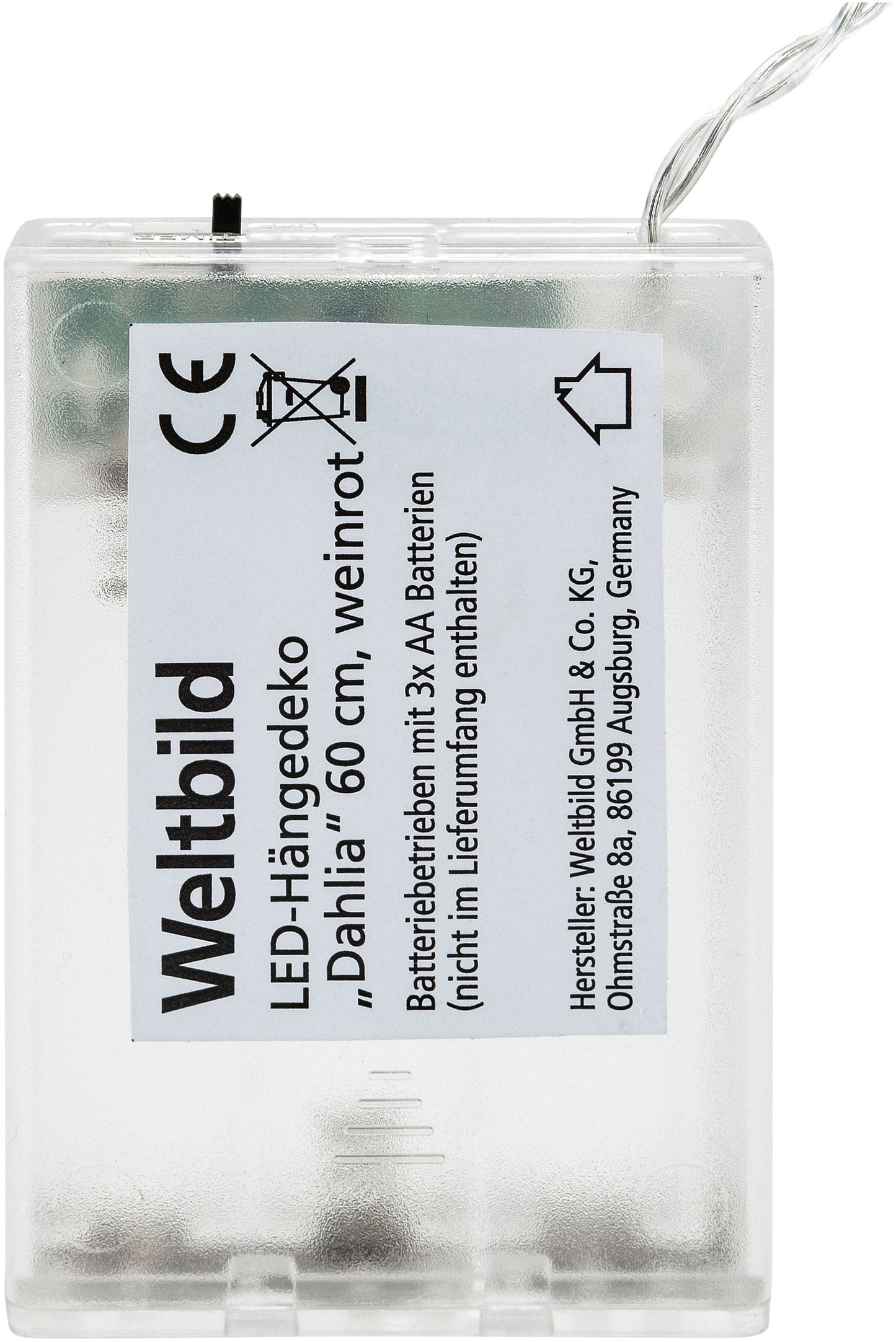 LED-Hängedeko "Dahlia" 60 cm (Farbe: weinrot)