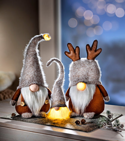 LED-Dekofiguren Wichtel 'Finn, Faxe & Flake', 3er Set