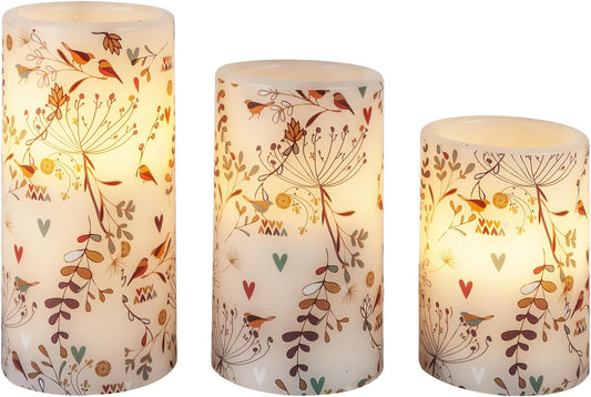 LED-Echtwachskerzen "Pusteblume" 3er-Set