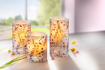 LED-Echtwachskerzen "Pusteblume" 3er-Set