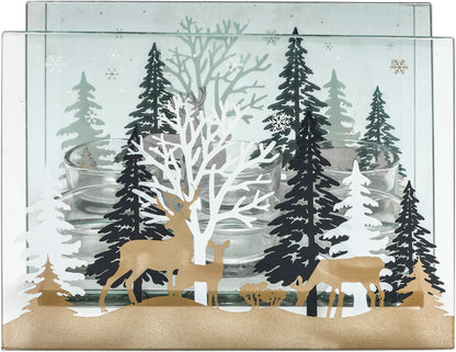 Glas-Teelichthalter 'Winterwald'