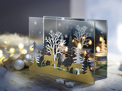 Glas-Teelichthalter 'Winterwald'