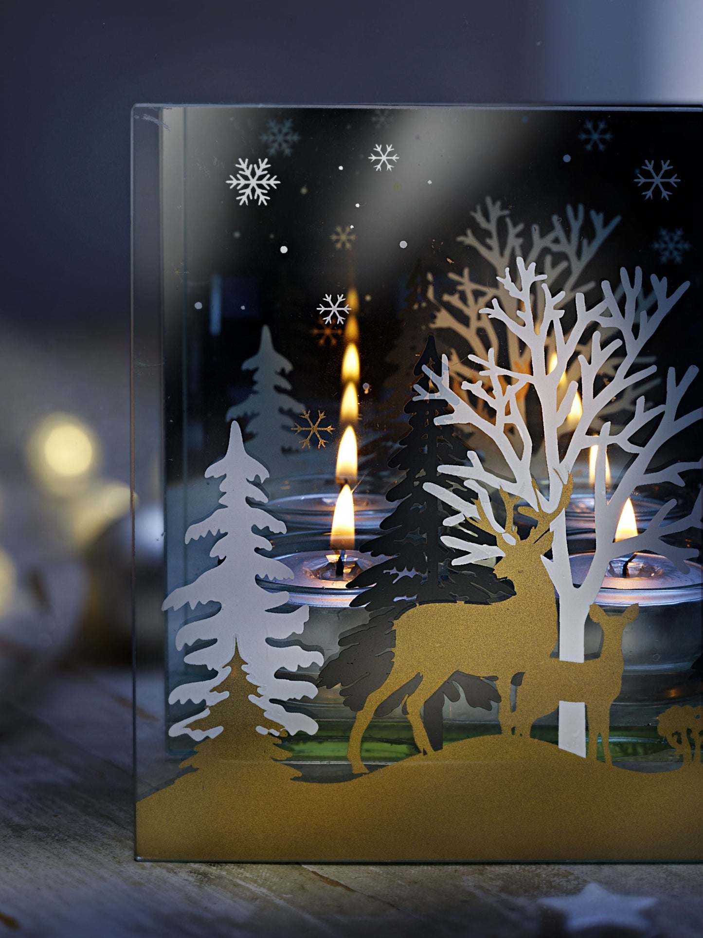 Glas-Teelichthalter 'Winterwald'