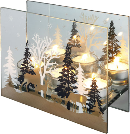 Glas-Teelichthalter 'Winterwald'