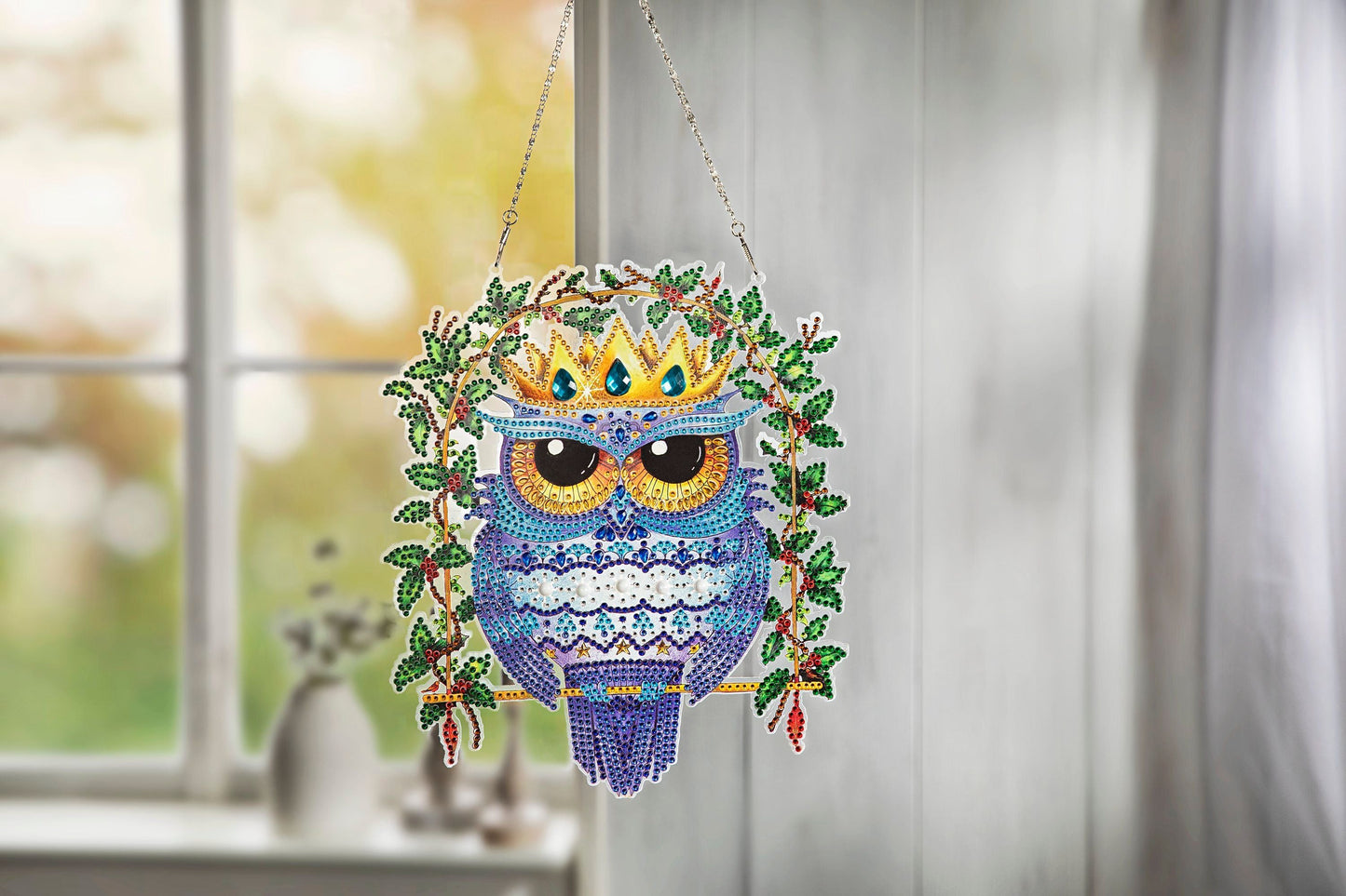 Diamond Painting Dekokranz (Motiv: Eule)