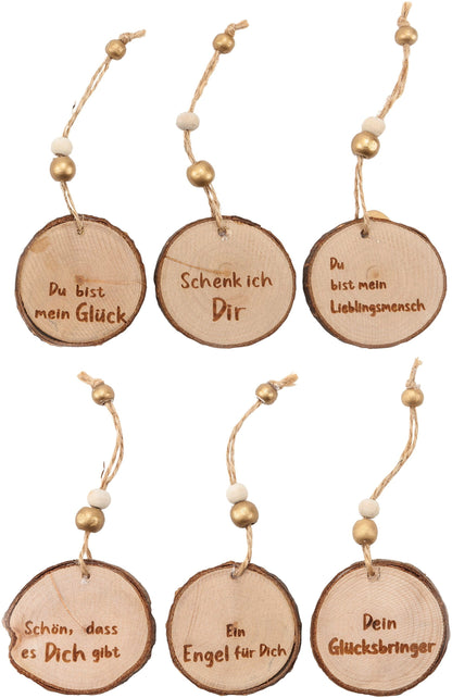 Geschenkanhänger "Wood", inkl. Grusskärtchen, 6er-Set