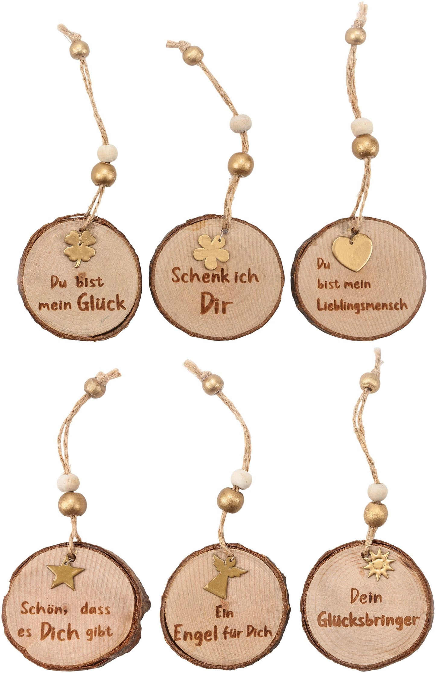 Geschenkanhänger "Wood", inkl. Grusskärtchen, 6er-Set