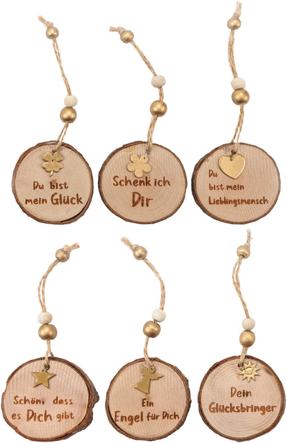Geschenkanhänger "Wood", inkl. Grusskärtchen, 6er-Set