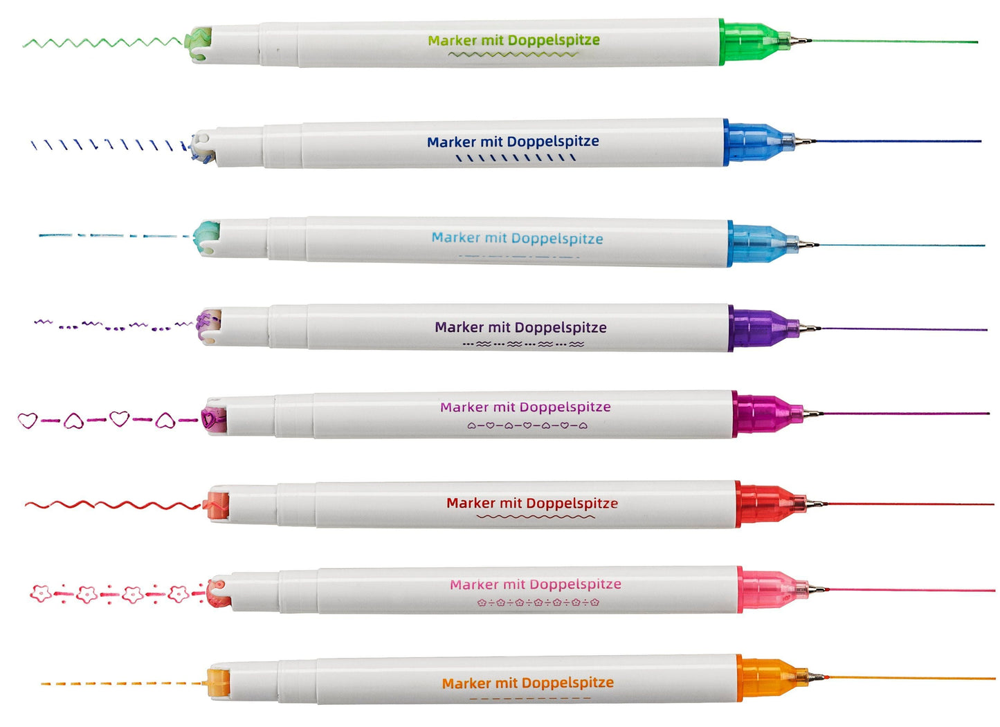 Textmarker Curve 8er-Set, Doppelspitze mit Rollstempel