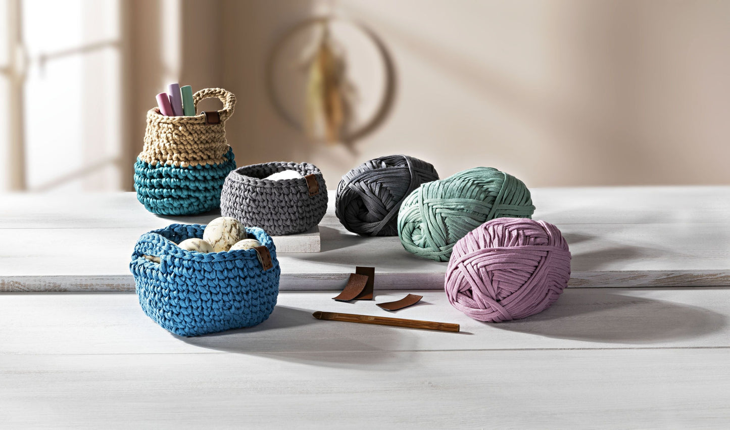 DIY Häkel-Set für Körbe 3 x 250 Gramm, 10-teilig