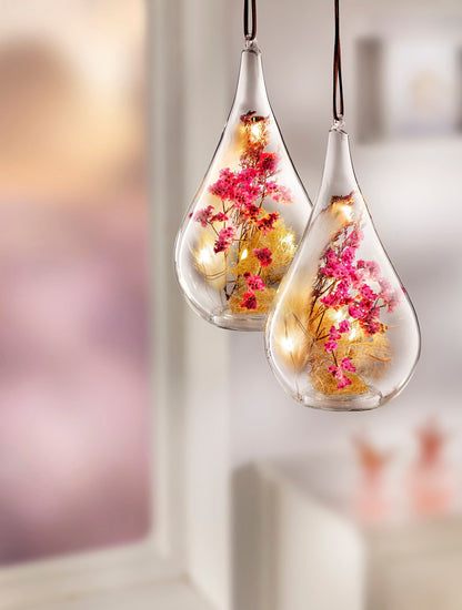 LED-Dekohänger "Flora" aus Glas, 2er-Set