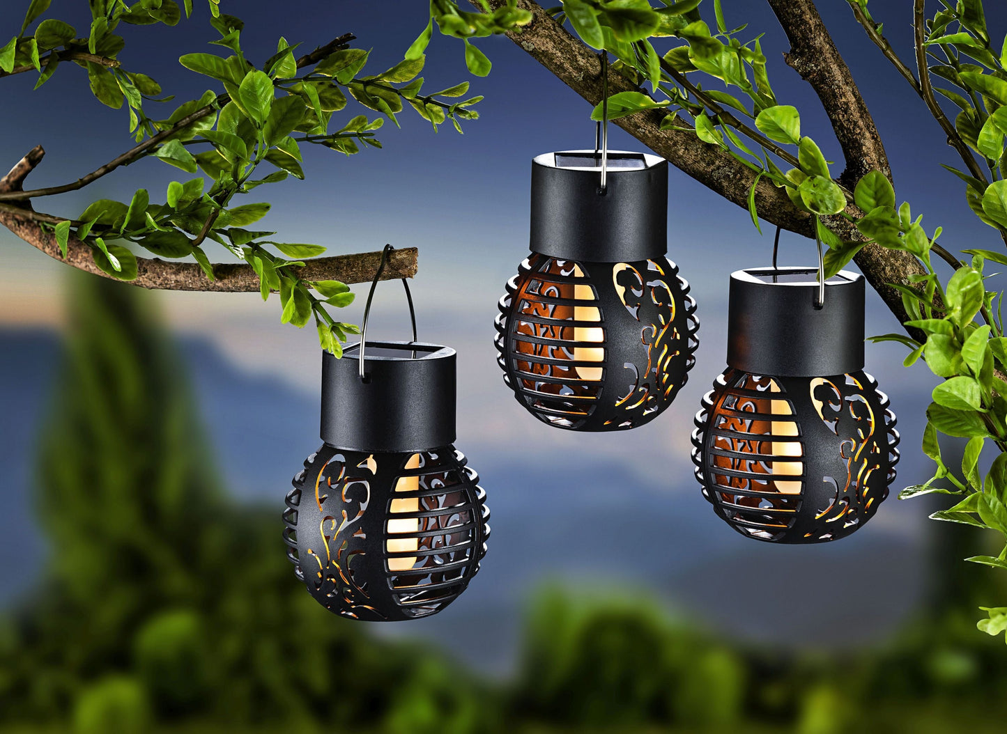 Solar-Hängedeko "Flame" 3er-Set