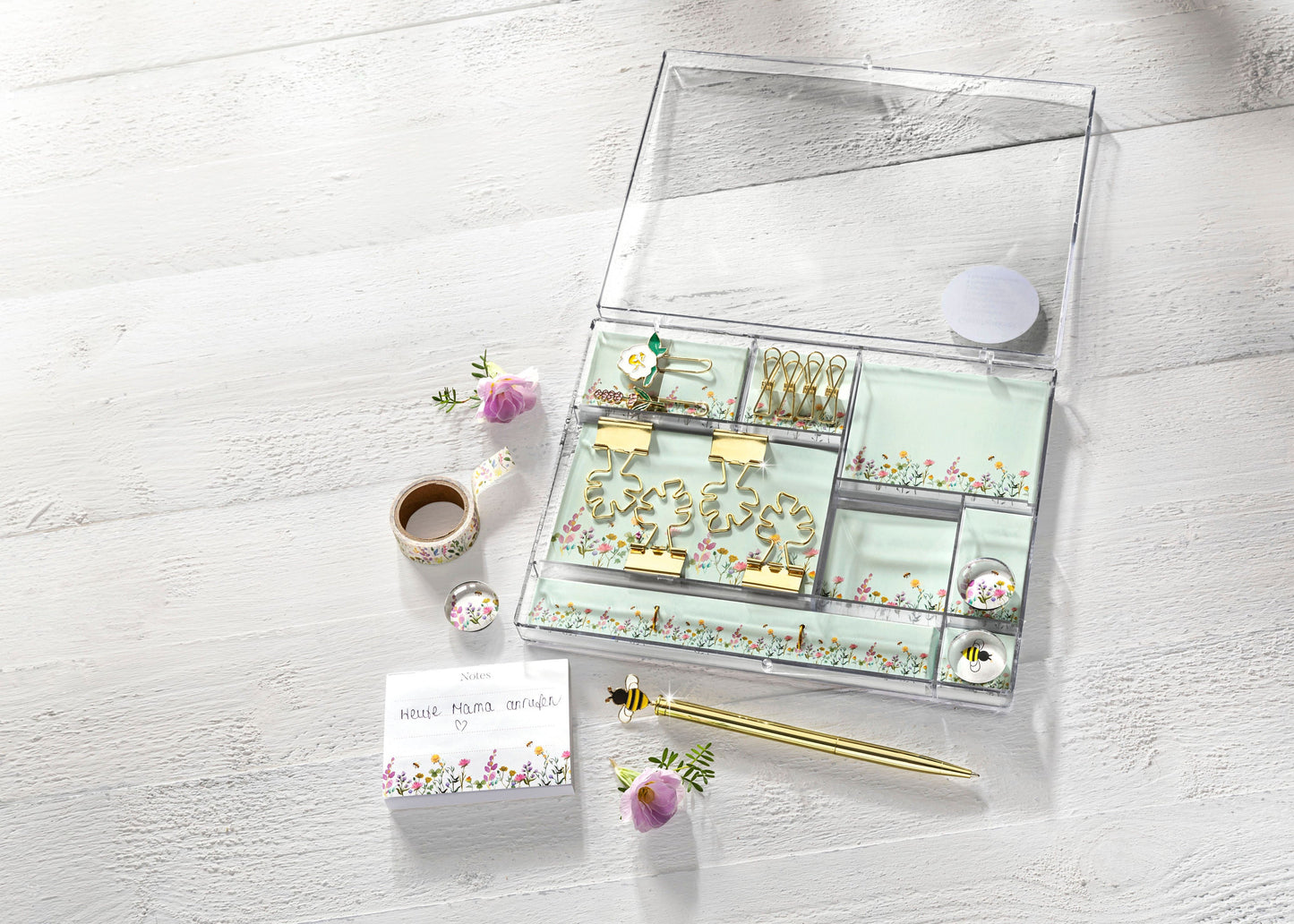 Geschenkset Papeterie "Blumen und Biene" 16-teilig in Box