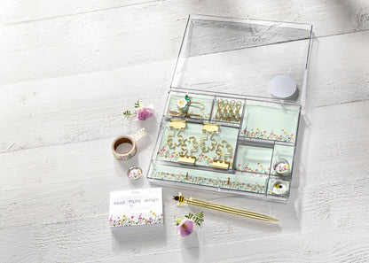 Geschenkset Papeterie "Blumen und Biene" 16-teilig in Box