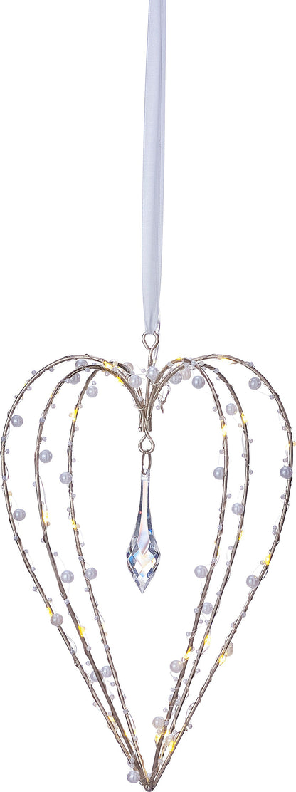 LED-Hängedeko Herz mit Perlen, 30 LEDs