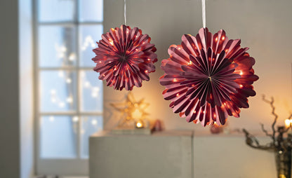 LED-Hängedeko "Schneeflocke" 42,5 cm, 2er-Set (Farbe: berry)
