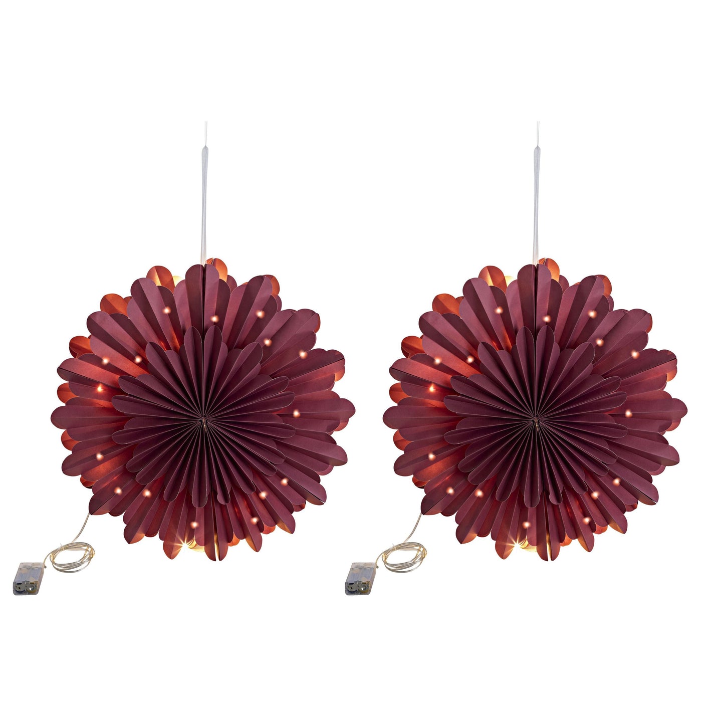 LED-Hängedeko "Schneeflocke" 42,5 cm, 2er-Set (Farbe: berry)