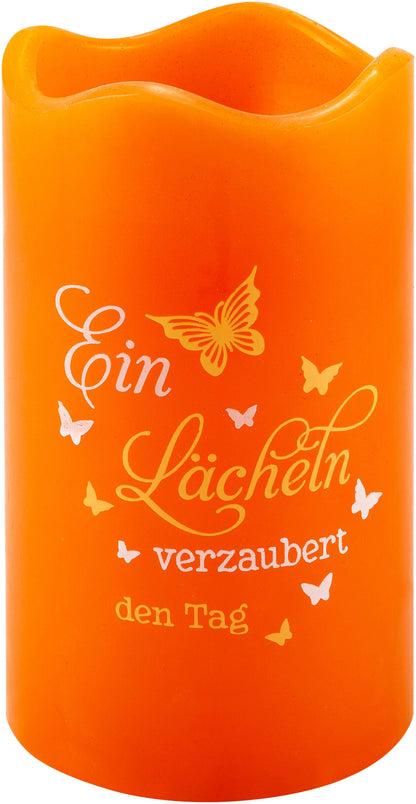 Geschenkset LED-Echtwachskerze "Lächeln"