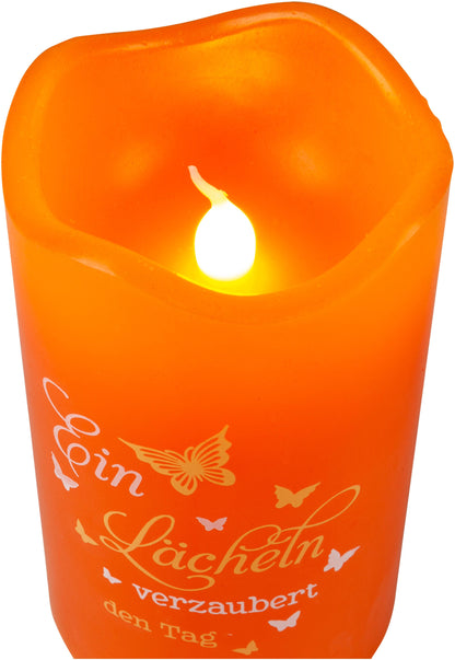 Geschenkset LED-Echtwachskerze "Lächeln"