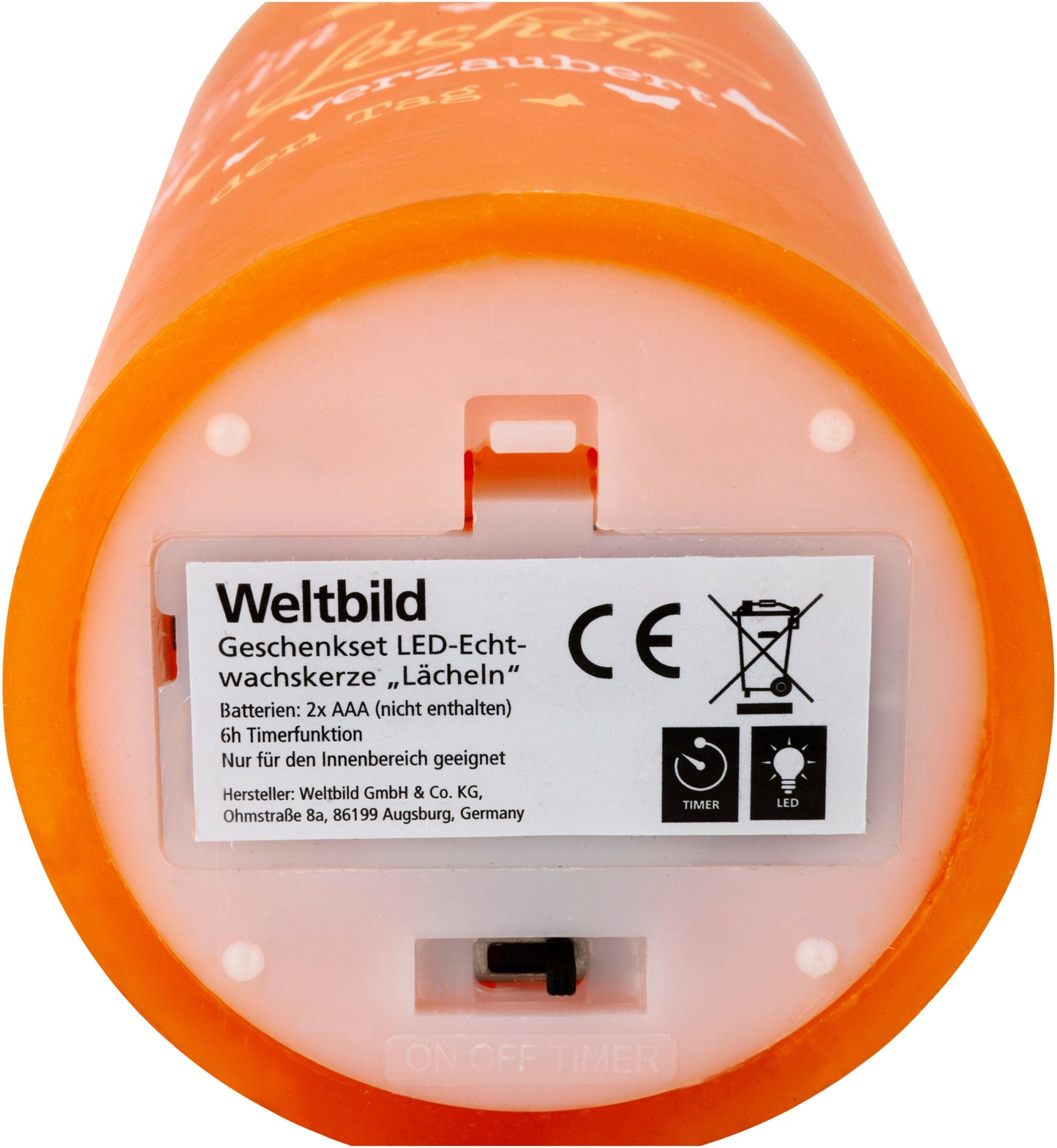 Geschenkset LED-Echtwachskerze "Lächeln"