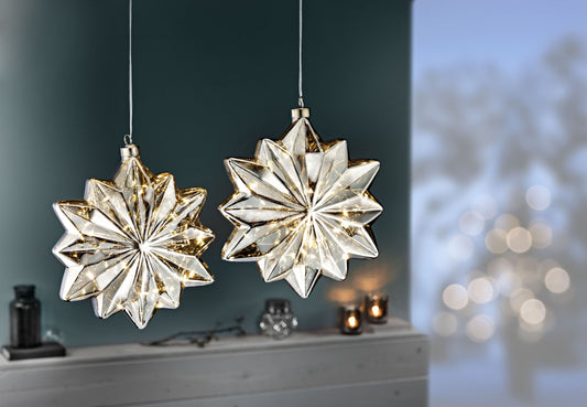 LED-Hängedeko "Snöflinga" 2er-Set, Silber
