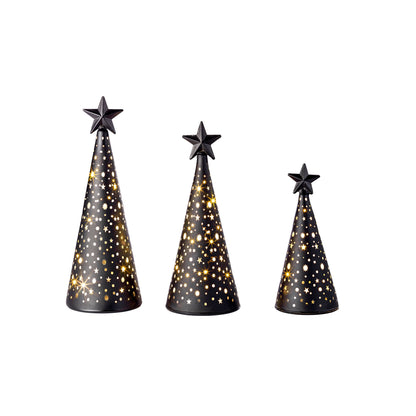 LED-Glaskegel "Noire" 3er-Set