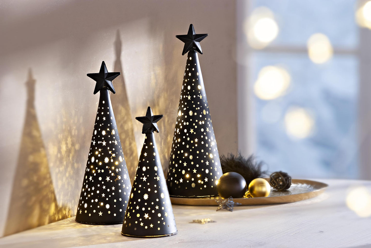 LED-Glaskegel "Noire" 3er-Set