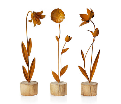 Deko-Blumen "Rusty" 3er-Set