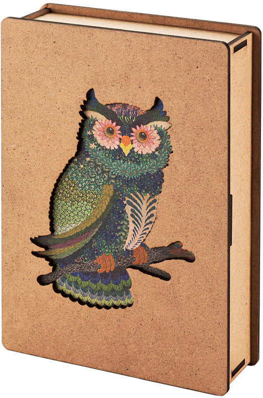 Holzpuzzle (Motiv: Waldeule, 200 Teile, 24,5 x 30 cm)