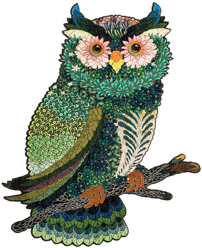 Holzpuzzle (Motiv: Waldeule, 200 Teile, 24,5 x 30 cm)