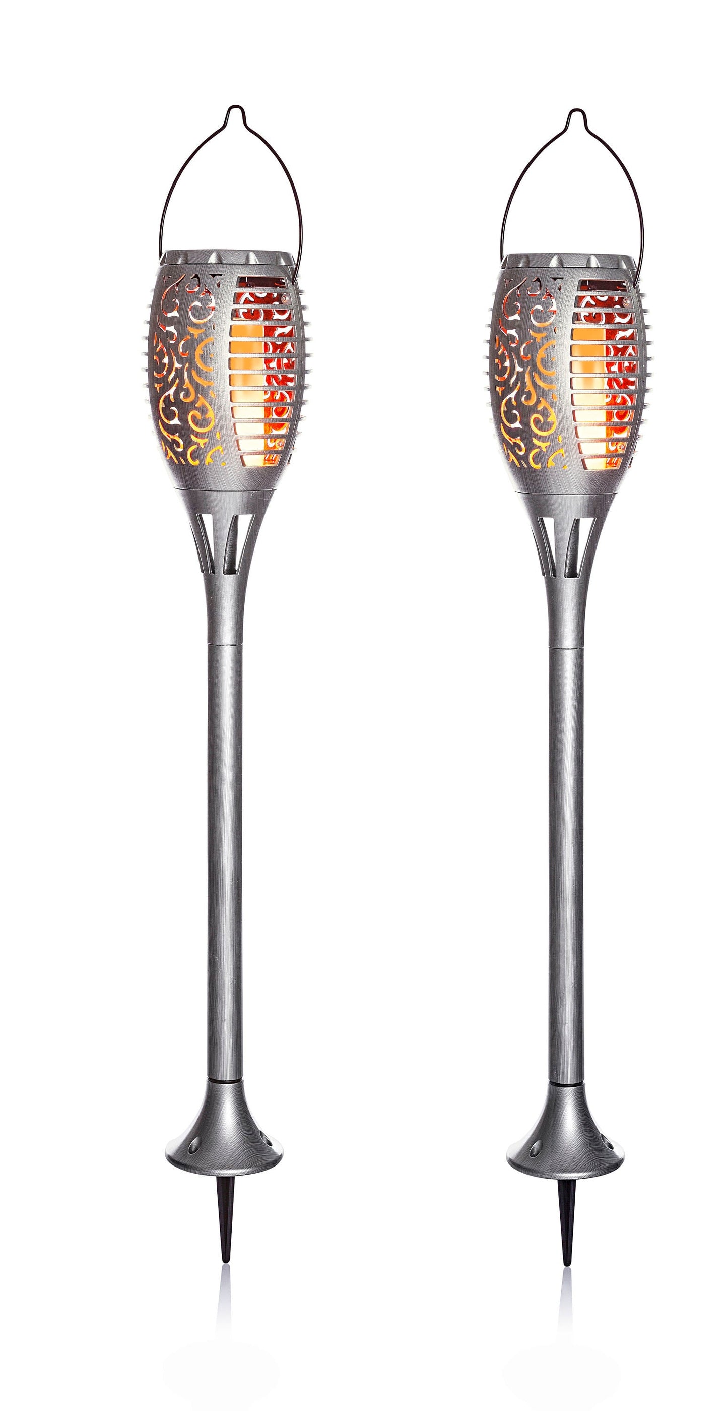 LED-Gartenstecker "Flame Silber" 2er-Set