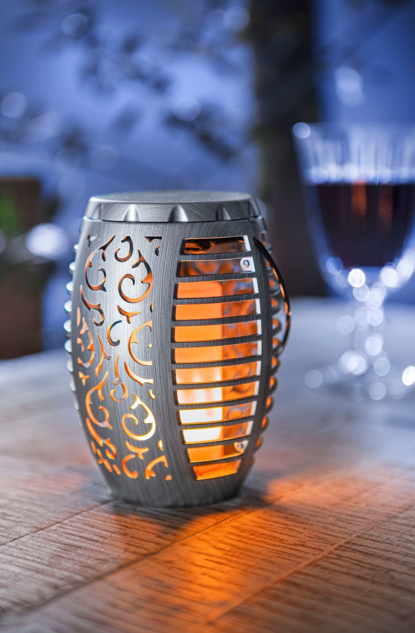 LED-Gartenstecker "Flame Silber" 2er-Set